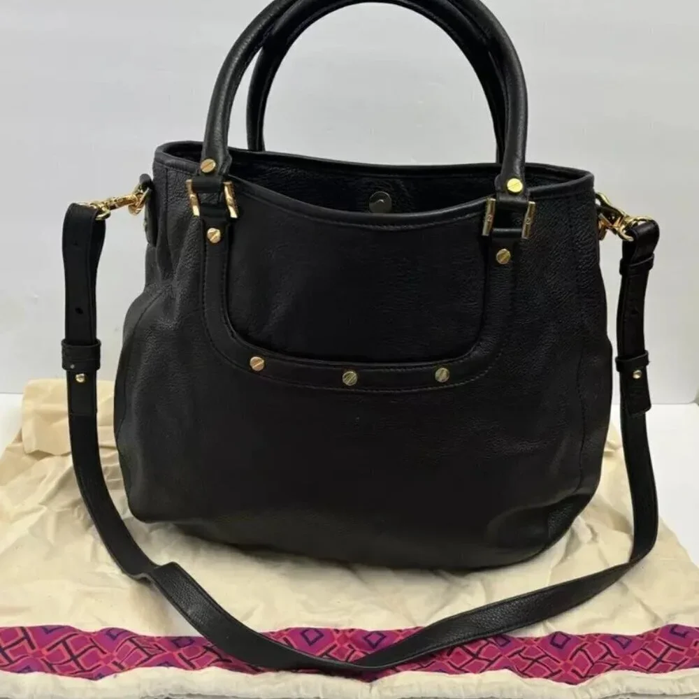 Tory Burch Handbag Satchel Crossbody Black Leather Purse Shoulderbag Tote